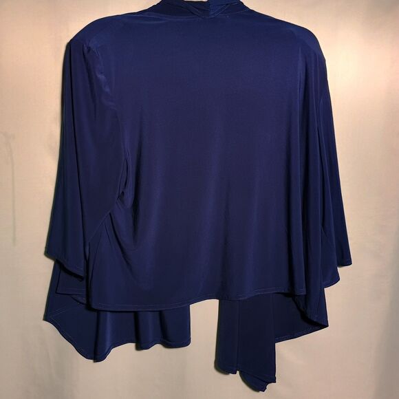 Women's Royal Blue Open-Front Cardigan – Lightweight 3/4 Sleeve Drape Layer - Picture 4 of 4